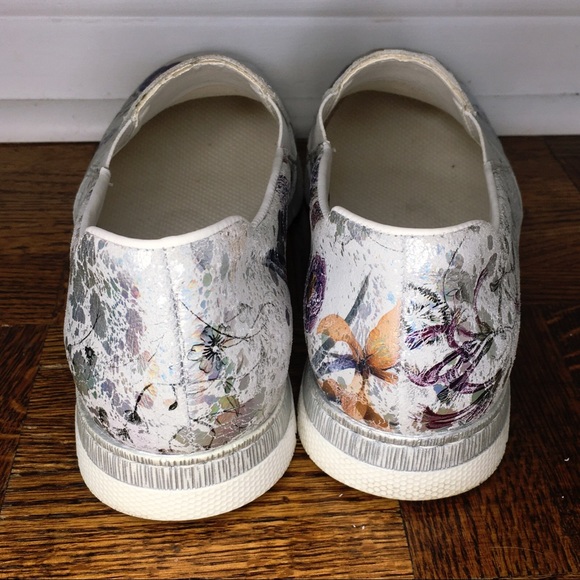 Reiker Madeira Silver Floral Print Slip On Shoes - Picture 6 of 8